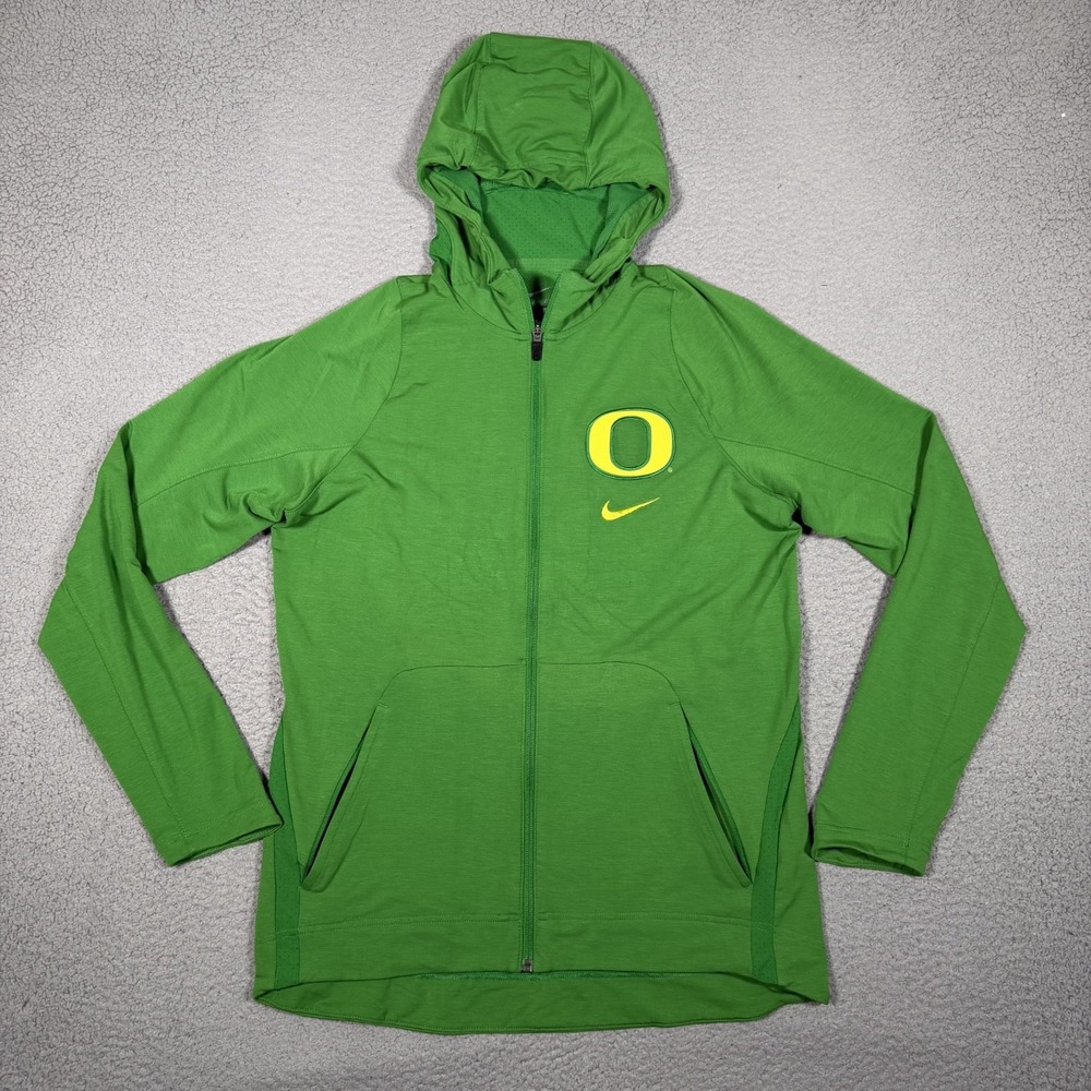 Nike Oregon Ducks Jacket Mens Medium Green Full Zip Hoodie Stretch NCAA Pockets